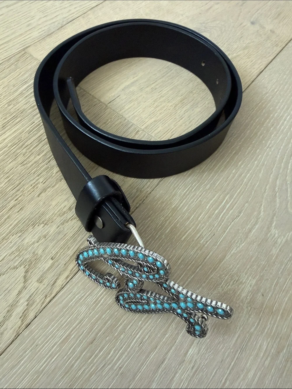 Liu Jo leather turquoise stone buckle  belt